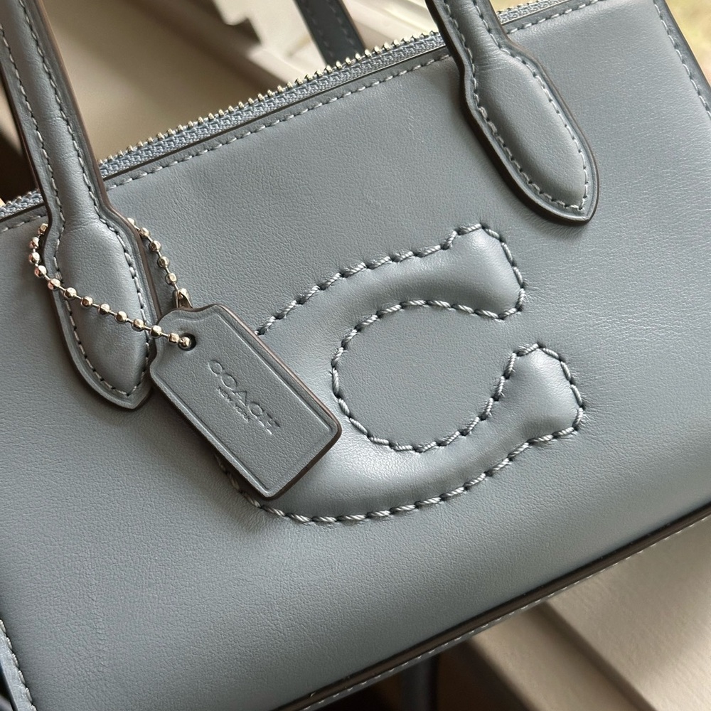 NEW COACH Nina Mini Bag Sky Blue Leather Two-Way Bag